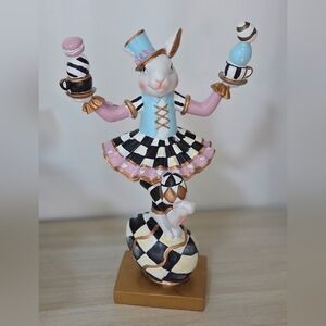 SOLD!! Whimsical , Hand-painted Rabbit with Checkered Pattern!